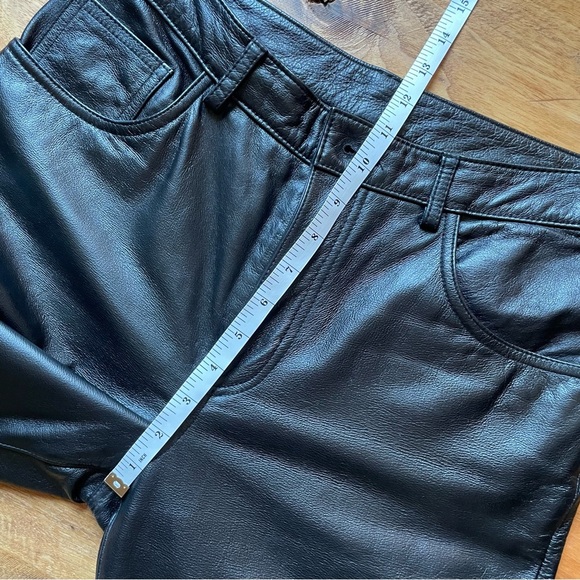 Vintage 90’s Express Black Genuine Leather Straight Leg Pants size 7/8 - Picture 9 of 11